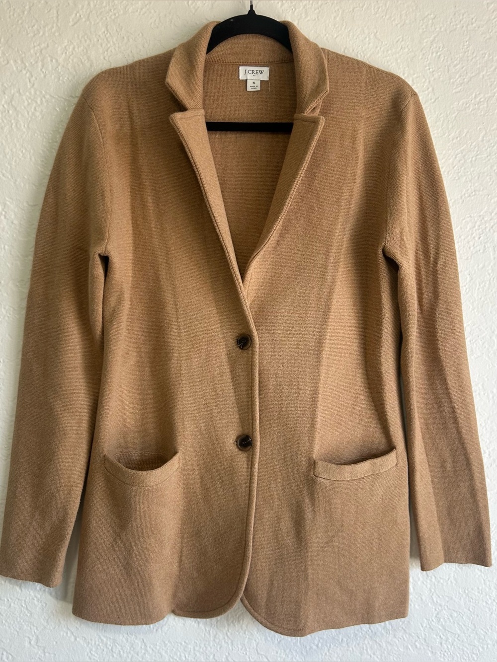 J. Crew Women's 100% Cotton Single-Breasted Blazer Jacket - Tan Camel